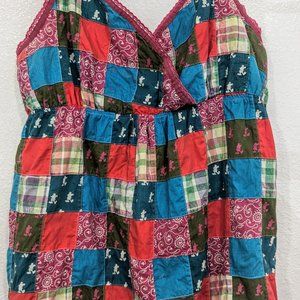 Authentic Vintage Quilted Patchwork Cotton Tunic Tank Top XXL